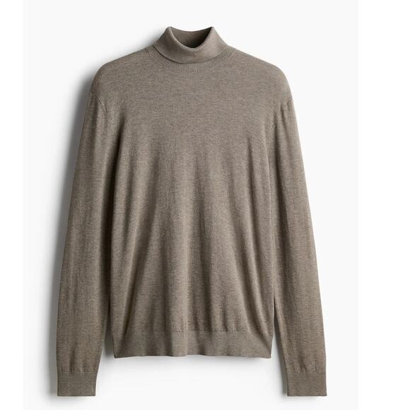 New H&M Slim Fit Knit Turtleneck Sweater Beige Fall Minimalist Comfort Casual XL - Picture 1 of 10